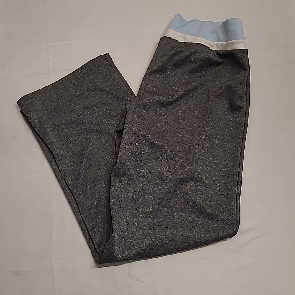 Fashion Bug Women’s Lounge Yoga Pants Gray Blue Waistband Size L Straight Leg